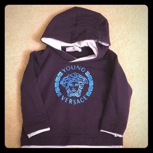 Young Versace Navy Hooded Shirt-12 months
